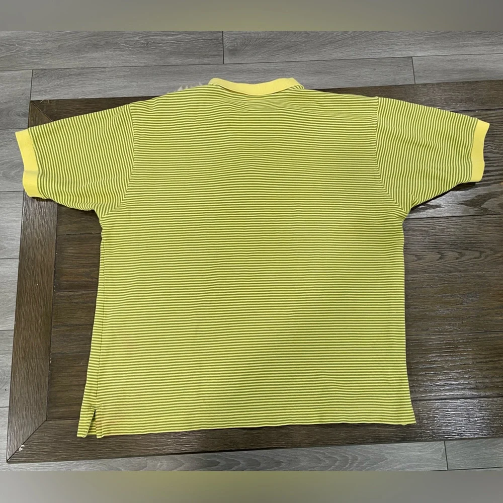 Patagonia Organic Cotton Polo Shirt Men’s M Yellow Green Stripe - Picture 4 of 4